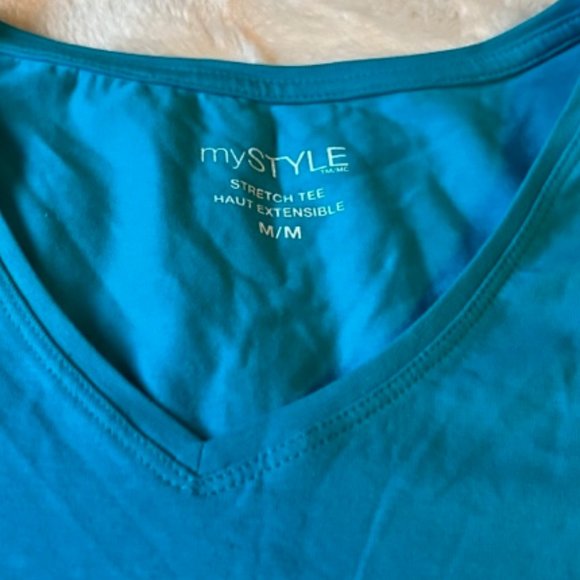 2/$35  mySTYLE T-shirt Turquoise Colour Ladies Size Medium - Picture 2 of 8